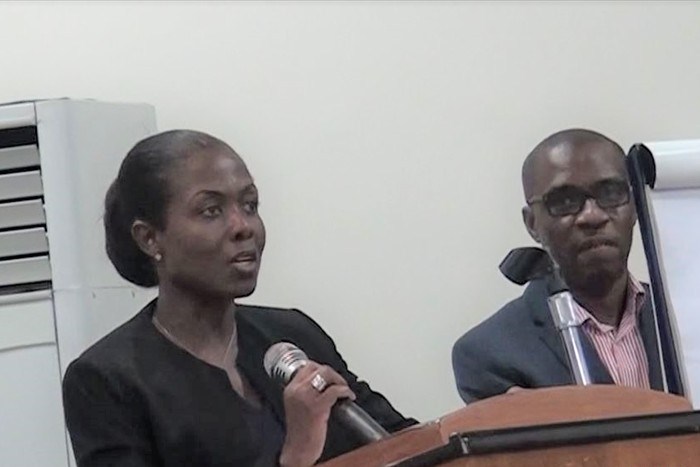 Adwoa Wiafe (Board Secretary) and GNPC Chief Communications Officer, Eric Pwadura